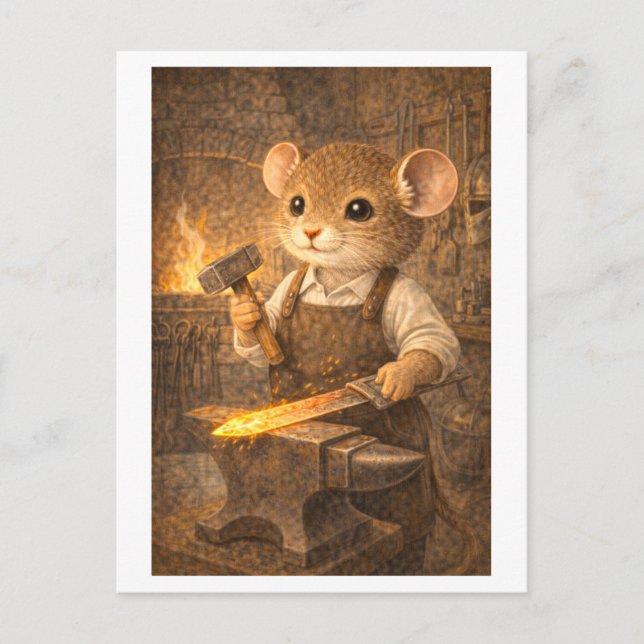 Career Mouse as Blacksmith Postcard (Front)