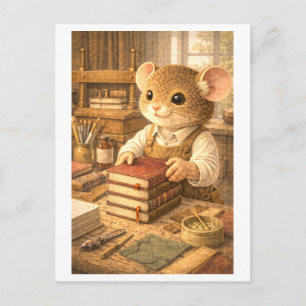Career Mouse as Book Binder Postcard