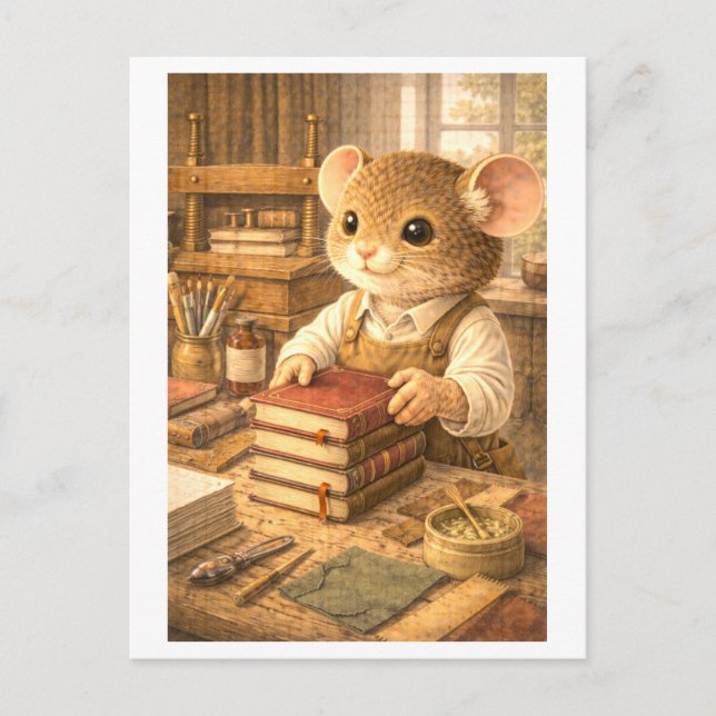 Career Mouse as Book Binder Postcard (Front)