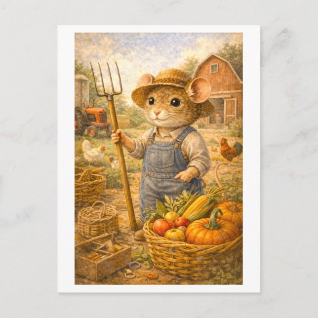 Career Mouse as Farmer Postcard (Front)