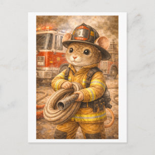 Career Mouse as Fire Fighter Postcard