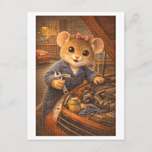 Career Mouse as Mechanic Postcard