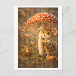 Career Mouse as Mushroom Forager Postcard