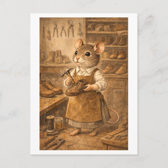 Career Mouse as Shoemaker Postcard (Front)