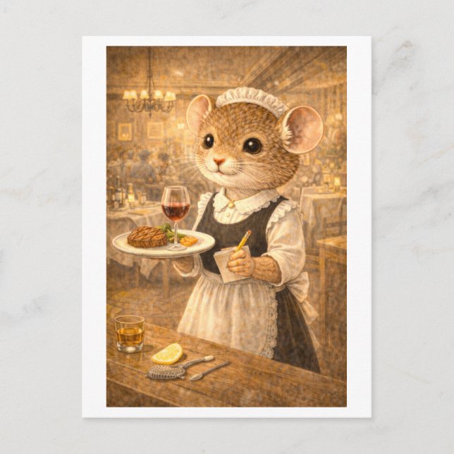 Career Mouse as Waitress Postcard (Front)