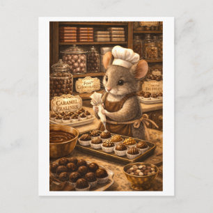 Career Mouse in Chocolate Shop Postcard