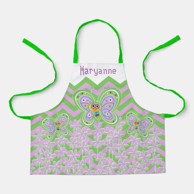 Carefree Butterfly Zigzag Pattern Apron (Front)