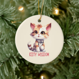 Carefree Cat Attitude – Playful Feline Design Ceramic Tree Decoration