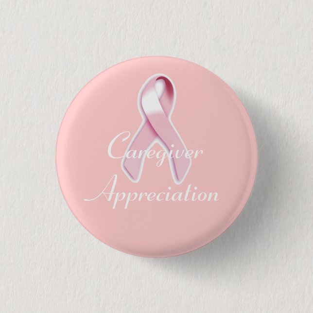 "Caregiver Appreciation" - Breast Cancer Awareness 3 Cm Round Badge (Front)