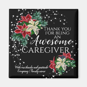 Caregiver Appreciation Festive Floral Black Magnet