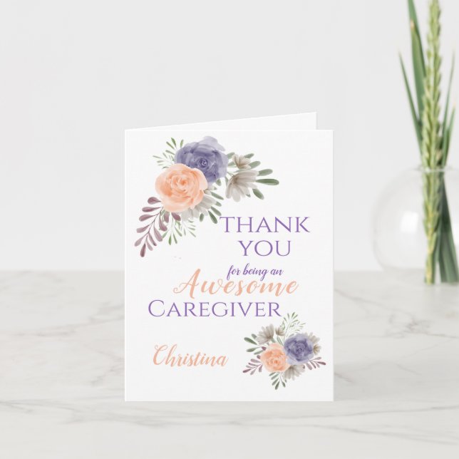  Caregiver Appreciation Floral Personalised Thank You Card (Front)