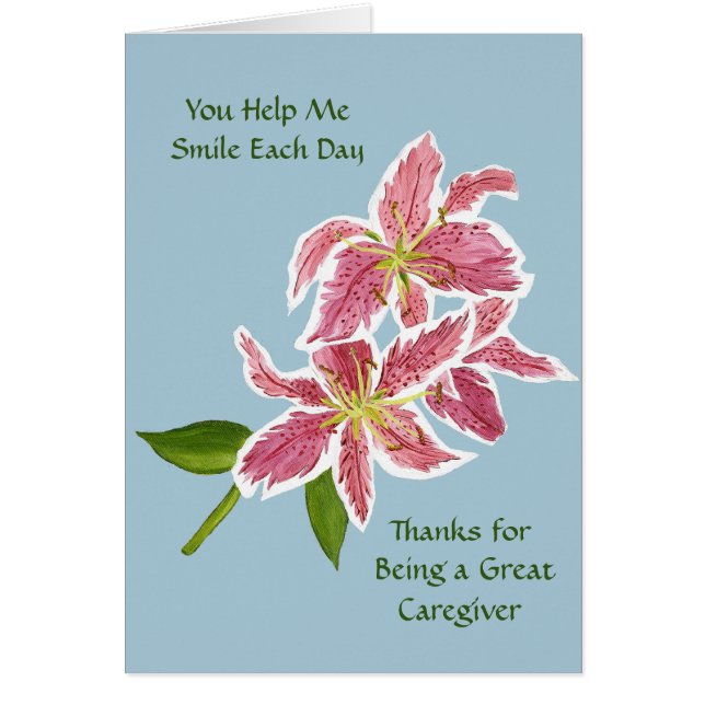 Caregiver Card with Stargazer Lilies (Front)
