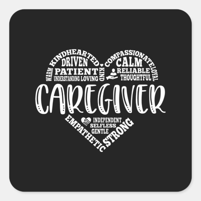 Caregiver, Care giver heart design Square Sticker (Front)