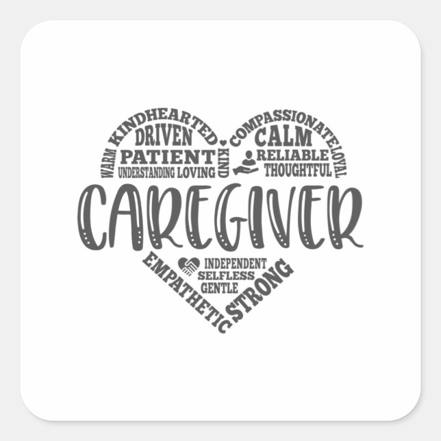 Caregiver, Care giver heart design Square Sticker (Front)