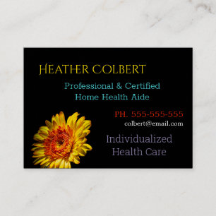Caregiver Cheerful Flower Happy Professional Bu Business Card
