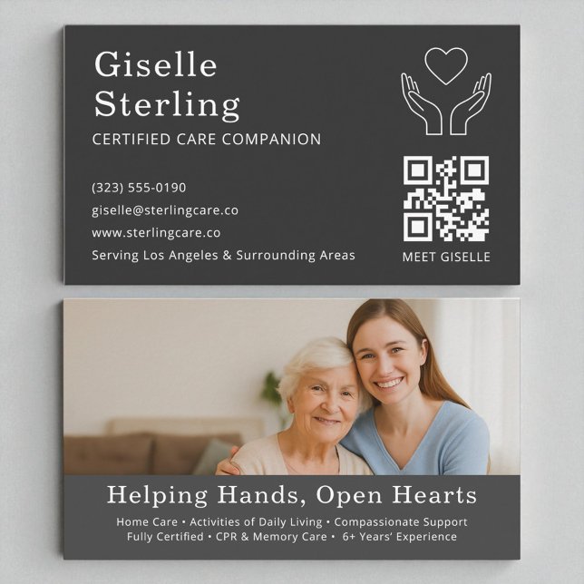 Caregiver Companion Support QR Code Elder Business Card (Creator Uploaded)