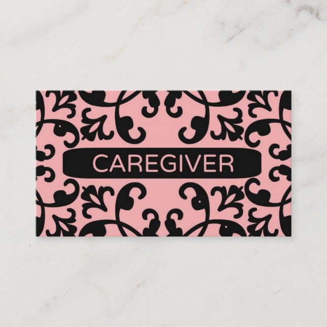 Caregiver Damask Business Card (Front)