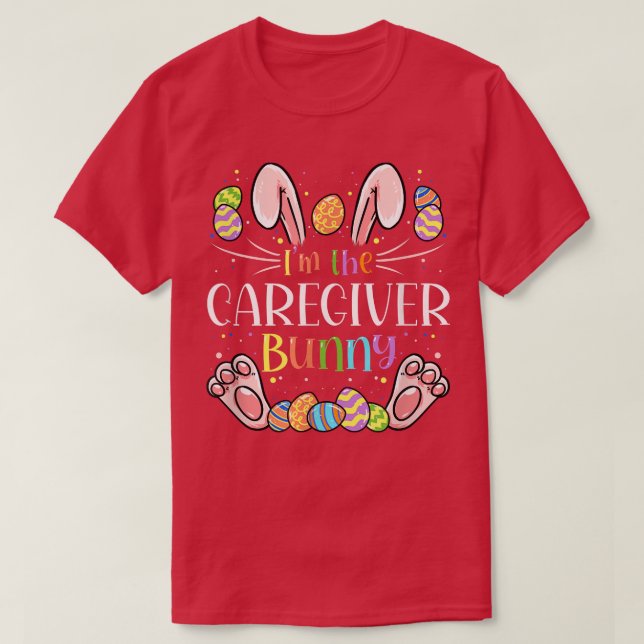 Caregiver Easter Matching Family Party Bunny Face  T-Shirt (Design Front)