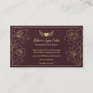 Caregiver Elegant Floral Professional Services Business Card