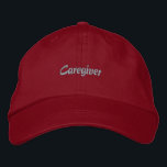 Caregiver  embroidered hat<br><div class="desc">A "Caregiver" text printed cotton embroidered hat would typically be a hat made of cotton fabric with the word "Caregiver" printed on it, possibly with additional embroidery or embellishments. It's likely designed to be worn by caregivers to showcase their role or as a gift item. Such hats often combine comfort...</div>