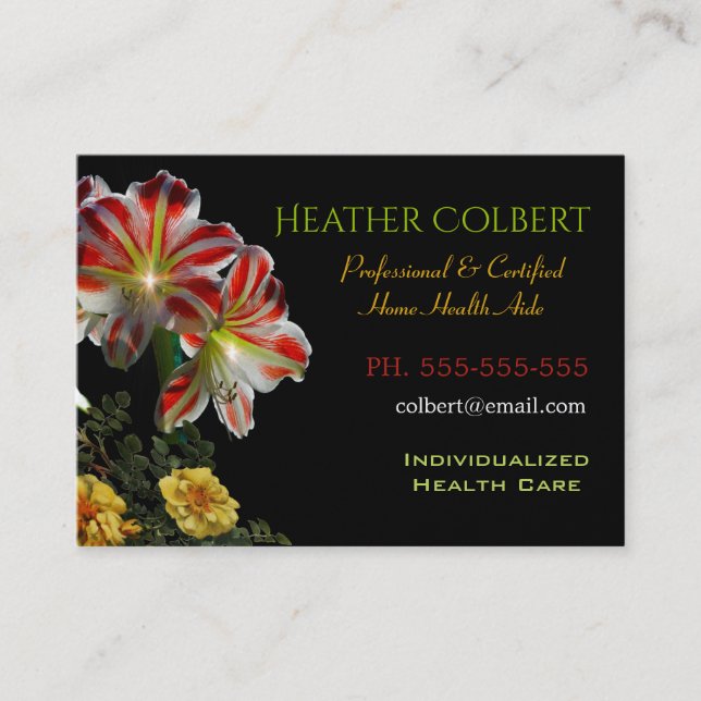 Caregiver  Floral Friends Professional Business Card (Front)