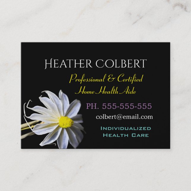Caregiver Floral Serenity Cheerful Professional Business Card (Front)
