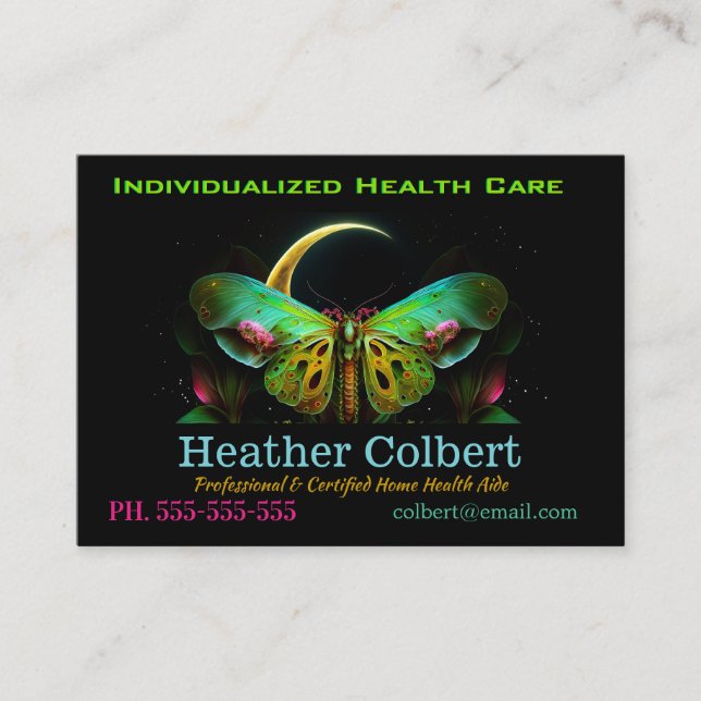 Caregiver Flutter Butterfly Trusting Professional  Business Card (Front)