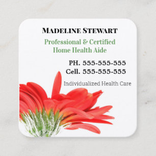Caregiver Fresh Floral Square Professional Square Business Card