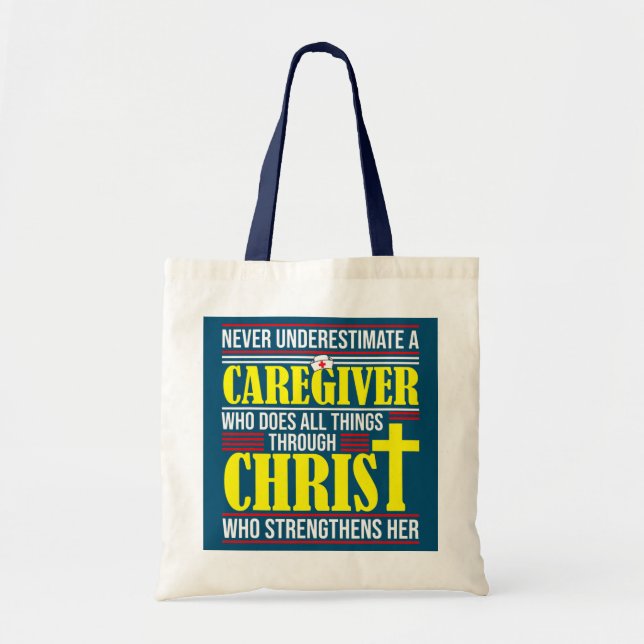 Caregiver Funny Religious Quote Jesus Fanatic Tote Bag (Front)