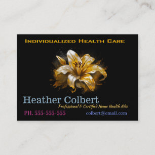 Caregiver Golden Lilly Elegant Professional Business Card