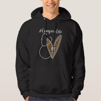 Caregiver Heart Leopard Animal Print Nursing Pract Hoodie