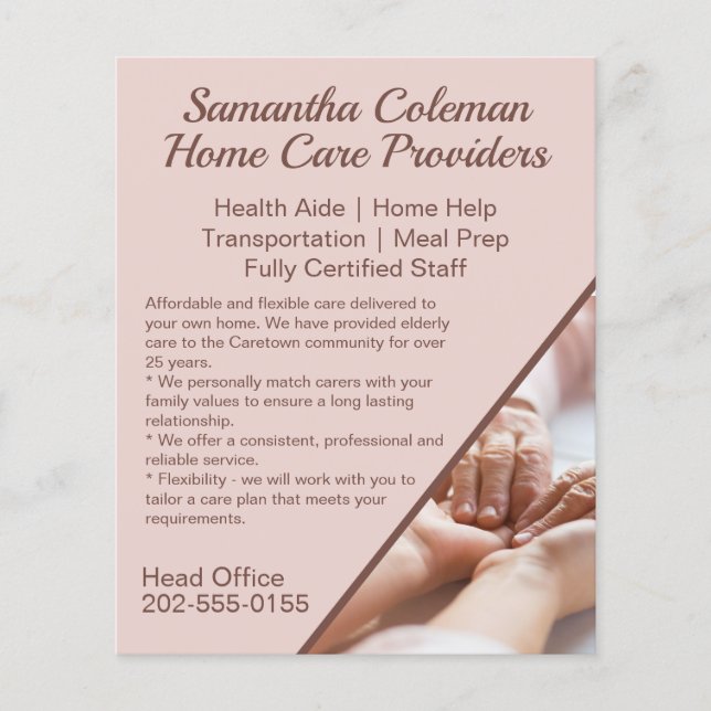 Caregiver Home Care Promotional Business Flyer (Front)
