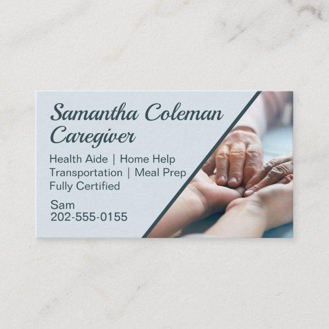 Caregiver Home Help Blue Business Card (Front)