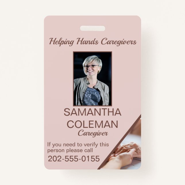 Caregiver Home Help Carer Identification ID Badge (Front)
