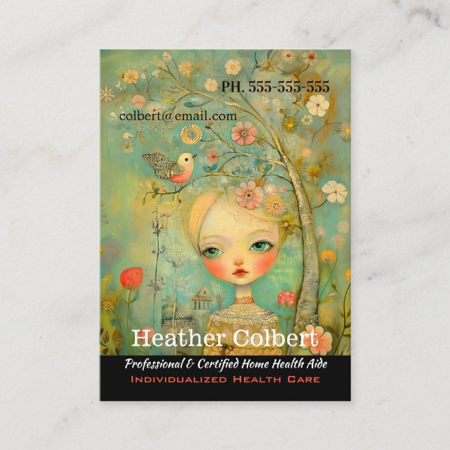 Caregiver Little Bird Helping Hands Business Card (Front)