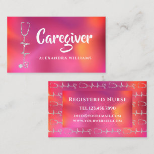 Caregiver Modern Medical Red Purple doctor Business Card