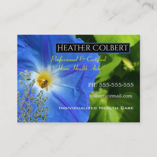 Caregiver Morning Glory Floral Professional Business Card (Front)