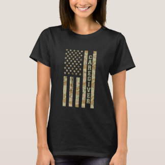 Caregiver Nurse Support Desert Camo Distressed Ame T-Shirt