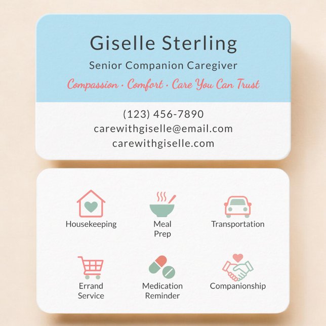 Caregiver Service Modern Home Help Business Card (Creator Uploaded)