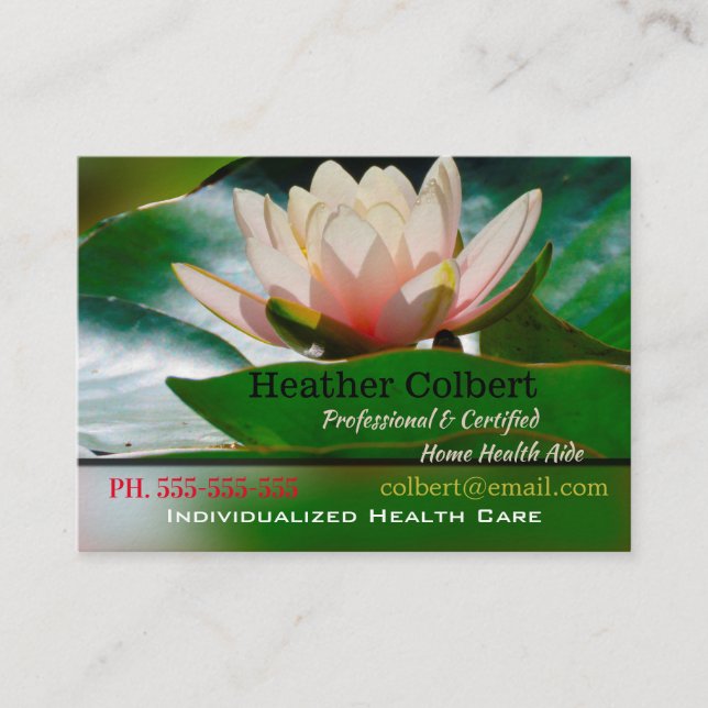 Caregiver Sincere assurance Floral Professional Business Card (Front)