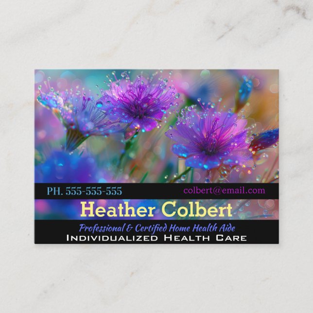 Caregiver Supportive Floral Professional  Business Card (Front)