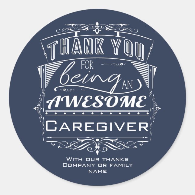 Caregiver Thank You Appreciation Classic Round Sticker (Front)