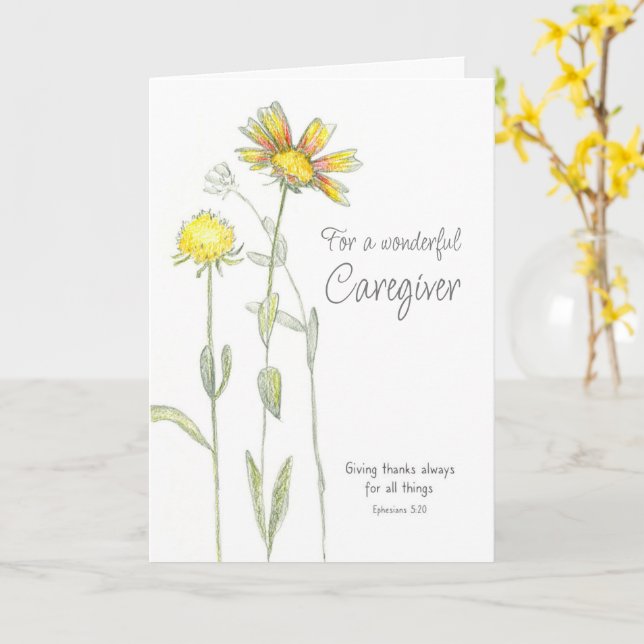 Caregiver Thank You Bible Verse Ephesians 5 Card (Yellow Flower)