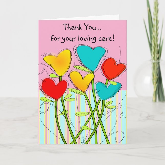 Caregiver Thank You Card Pink  (Front)