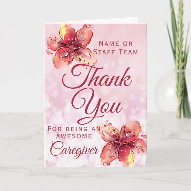 Caregiver Thank You Floral Lily Card (Front)