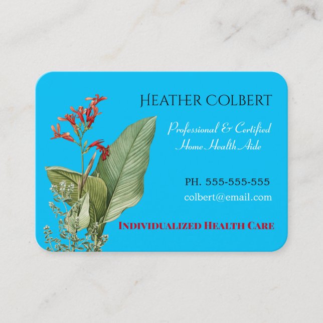 Caregiver Trusting 2 Beautiful Floral Professional Business Card (Front)