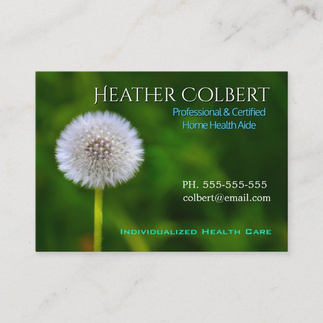 Caregiver Trusting Dandelion Helper   Business Card (Front)