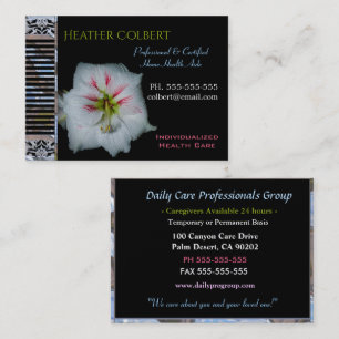 Caregiver Trusting Lily Floral Professional  Business Card