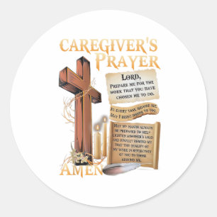Caregivers Prayer Christian Cross Faith Hope Love  Classic Round Sticker
