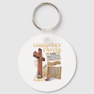 Caregivers Prayer Christian Cross Faith Hope Love Key Ring